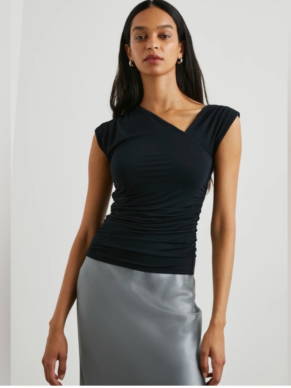 Rails Jaden Ruched Tank Top in Black size Medium